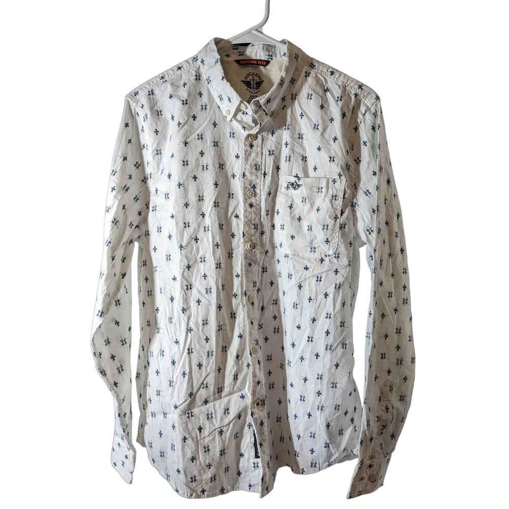 Dockers Alpha Khaki Slim Fit Men's Medium Supreme Flex  Long Sleeve Button Down